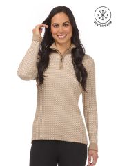 Kerrits Quarter Zip Herringbone Sweater - Sand/White