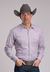 ROPER Men's Wine Stripe Snap Shirt