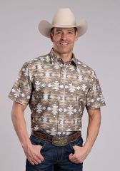 ROPER Men's S/S Brn/Tan Aztec