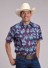 Roper Men's Distressed Tropical Aztec Short Sleeve