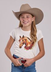 Roper Girls Flower Horse T-Shirt