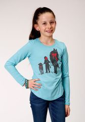 ROPER Girl's L/S T-Shirt - Blue