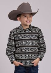ROPER Boys Horizontal Aztec Print - Blk