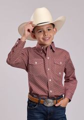 Roper Boys Red Geo Print Shirt