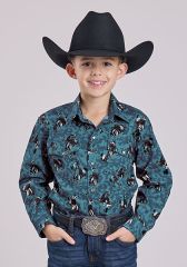 ROPER Boys Cowboy Print - Blue