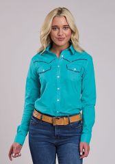 Roper women's Turquoise Long Sleeve Western Blouse