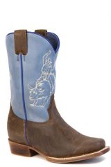 ROPER Little Boys Cutter Toe- Suede/Blue Bullrider