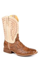 ROPER Men's Faux Burnish Brown Ostrich Print