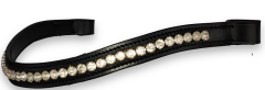 Valencia Shaped White Crystal Curved Black Browband