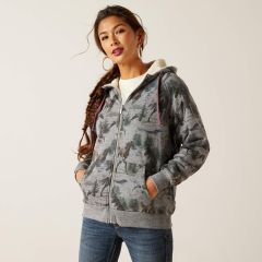Ariat Women's REAL Sherpa Full Zip Hoodie - Misty Horse Print