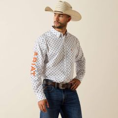 ARIAT Mens Team Jericho Classic Fit Shirt - Wht/Blu Print