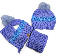 Tilly's Treasures 3Pc Crochet Set Purple/Royal Blue