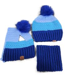 Tilly's Treasures 3Pc Crochet Set - Blue/Teal/RB