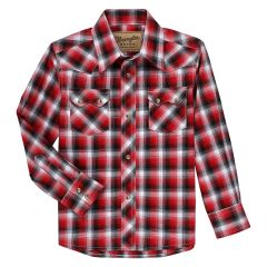 Boys Wrangler® Retro® Long Sleeve Snap Shirt - Red 