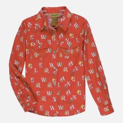 Wrangler® Girls L/S Snap Shirt - Red 