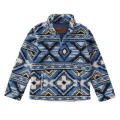 Boys Wrangler® Sherpa 1/4 Zip Pullover - China Blue 