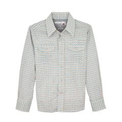 Wrangler Boys 20X Long Sleeve Shirt - Rustic Brown/Teal 