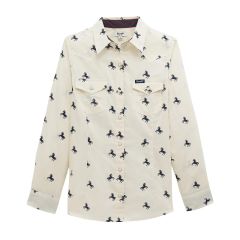 Wrangler Retro® Snap Shirt - Wht/Navy Print