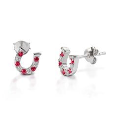 Kelly Herd Red & Clear Horseshoe Earrings