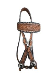 Alamo Browband Headstall With Black Money Sign Concho