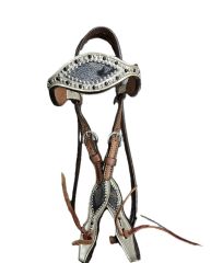 Alamo Browband Headstall With Silver Metalic Leather