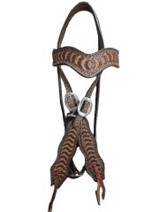 Alamo Browband Headstall With Stamped Leather 