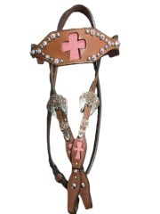 Alamo Browband Headstall With Pink Stingray Inlay