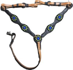 Alamo Breastcollar With Black / Green / Blue Beading