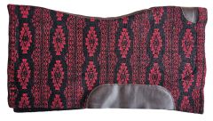 Black/Red Aztec Contoured Blanket Top Saddle Pad with Wool Bottom-33"x38"
