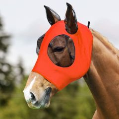 Orange Comfort Fit Lycra Fly Mask by Canadian Horsewear with Zipper
