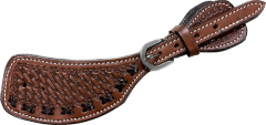 Hand Tooled Square Basketweave Spur Straps-Available in Mens and Ladies