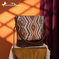 Montana West Tooled Aztec Collection Hobo