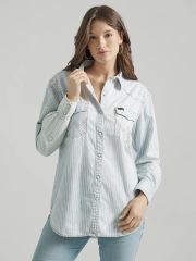 Wrangler Retro Boyfriend Western Snap Shirt - Texture Stripe