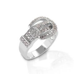 Kelly Herd Clear Pavé Buckle Ring