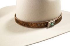 3D Hatband 3/4" Calf Hair Turquoise Stone Brown