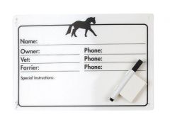 Horse Info Stall Plaque w- Dry Erase Pen