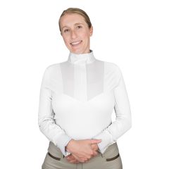 Ladies Ovation® Long Sleeve Bib Show Shirt - White