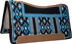 Mustang Black/Turquoise Contoured Blanket Top Saddle Pad with Wool Bottom 