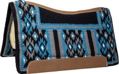 Mustang Black/Turquoise Contoured Blanket Top with 100% Merino Wool Bottom Saddle Pad 