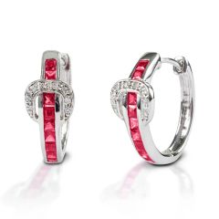Kelly Herd Red Contemporary Buckle Hoop Earrings