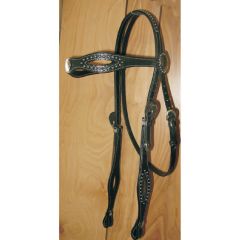 Draft Headstall with Reins and Silver Dots 