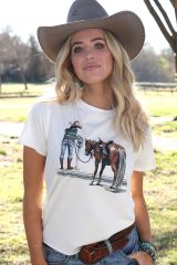 Cruel Girl Horse Parking Meter White Crop Tee 