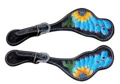 Sunflower and Blue Cactus Spur Straps