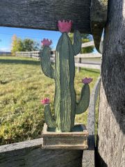 Table Top Cactus Decor-Pink Flowers
