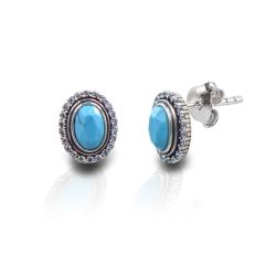 Kelly Herd Oval Turquoise Pendant Earrings