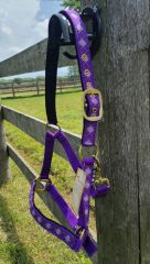 Cob Nylon Halter with Purple Argyle Overlay