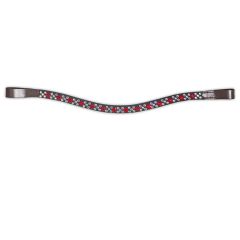 Valencia Red and White Crystal Curved Browband
