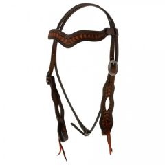 Wide Brow Wave Tooled Headstall with Reins
