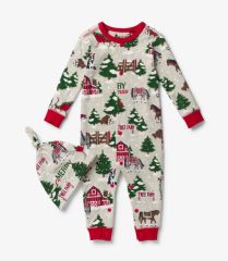 Hatley Country Christmas Baby Coverall and Hat