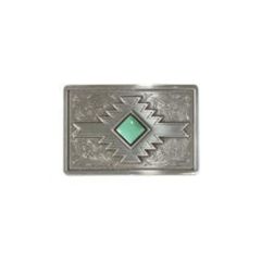 Blazin Roxx Rectangle Buckle Square Diamond Turquoise Southwest